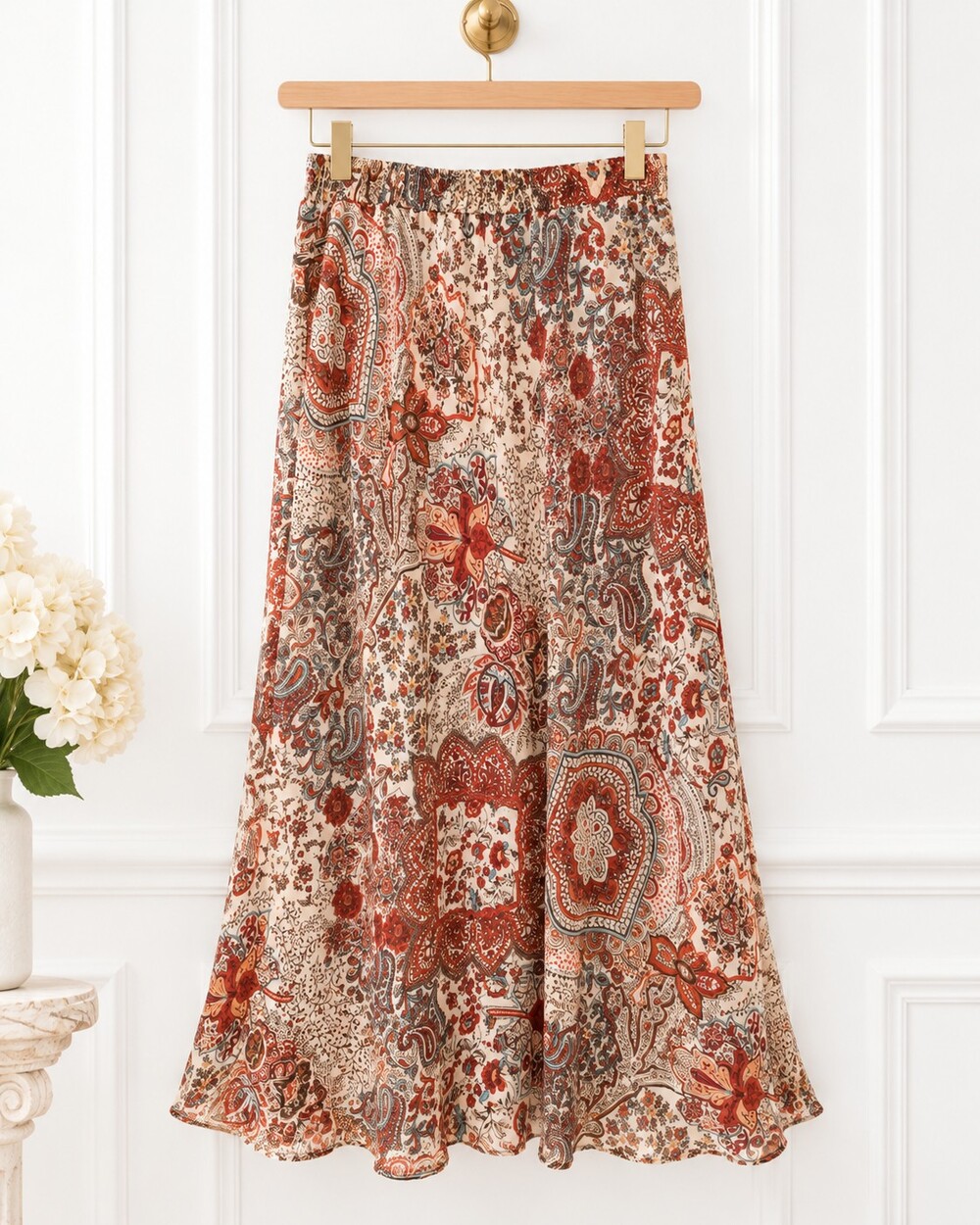 89th & Madison Boho Paisley Floral Maxi Skirt Fall Cottagecore | Size Medium - Picture 5 of 9